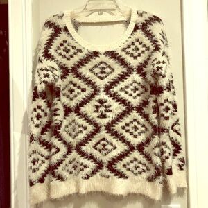 Xhilaration Fuzzy Tribal Print Soft Sweater